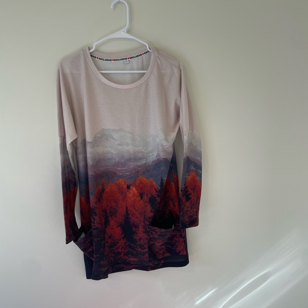Exclusive Forest Print Long Sleeve Top